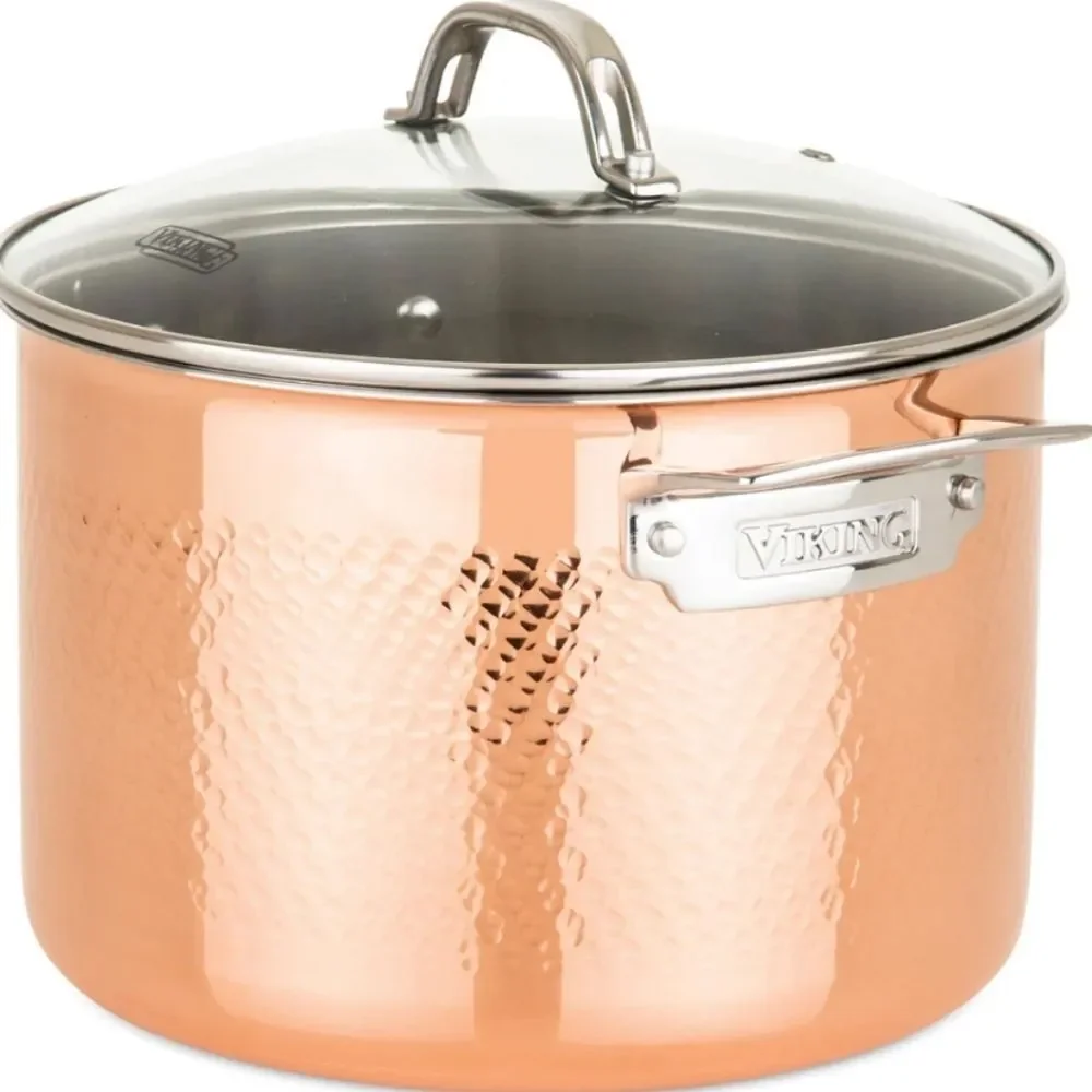 Viking Hammered Copper Clad 3-Ply 8QT Stock Pot w/ Lid